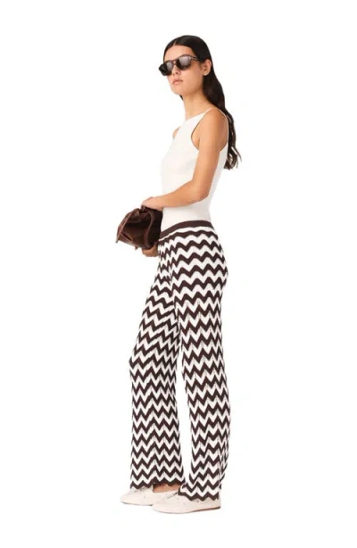 Maje Cotton Zigzag Crochet Trousers In Brown
