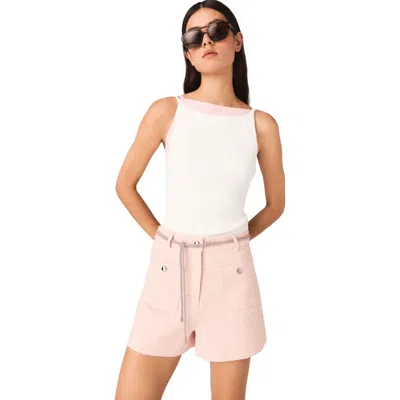 Maje Womens White Square-neck Ribbed Cotton-blend Top