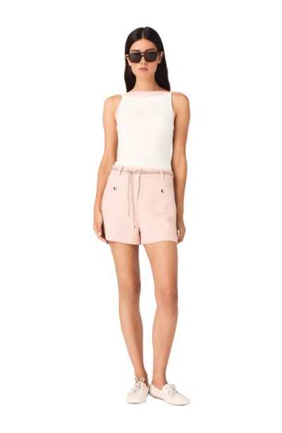 Maje Womens White Square-neck Ribbed Cotton-blend Top