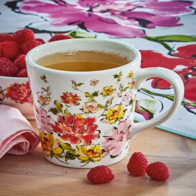 Tag In Bloom Mug Multi Earthenware Spring In White