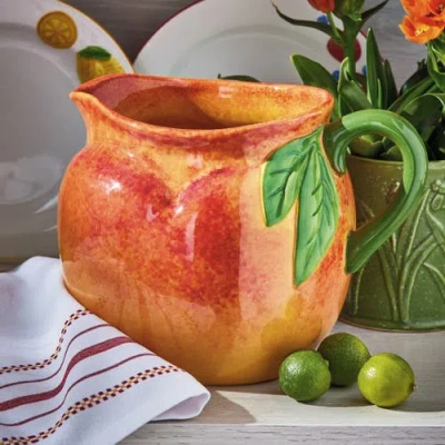 Tag Peach Pitcher Orange Multi Earthenware Summer In Orange