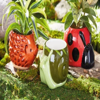 Tag Hedgehog 4" Planter Brown Multi Earthenware Spring In Orange
