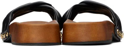 Ganni Tia Fairy Black Recycled Leather Polyurethane Polyester Wood Slides