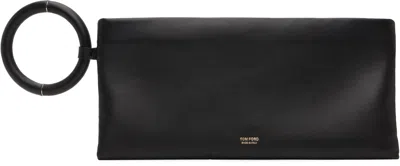 Tom Ford Aura Leather Clutch Bag With Lettering Logo On The Front In Black