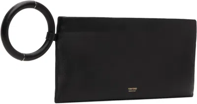 Tom Ford Aura Leather Clutch Bag With Lettering Logo On The Front In Black