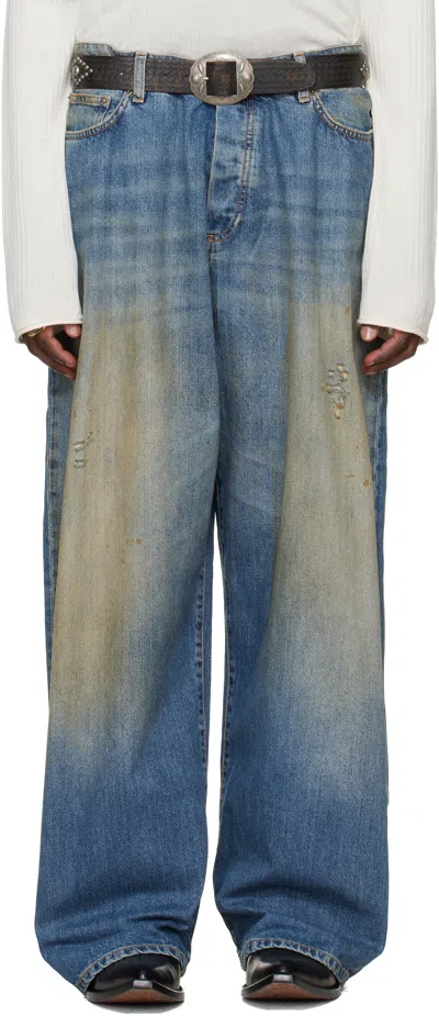 424 Big Daddy Wide-leg Distressed Jeans In Multi