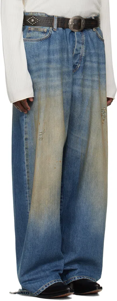 424 Big Daddy Wide-leg Distressed Jeans In Multi