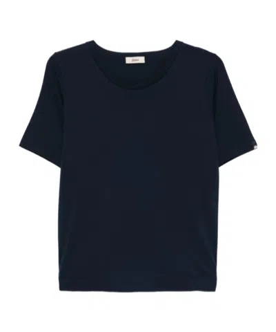 Herno Cotton Round-neck T-shirt In Blue