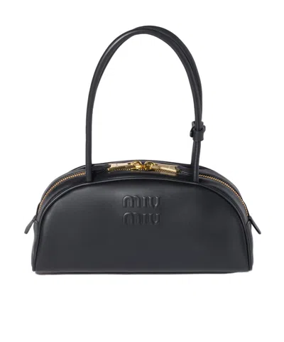 Miu Miu Black Calf Leather Bos Taurus Shoulder Bag