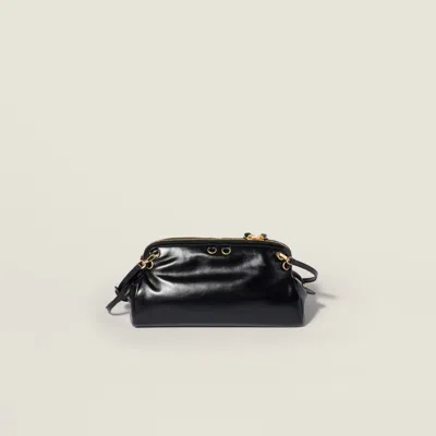 Miu Miu Caprice Shiny Leather Clutch In Black