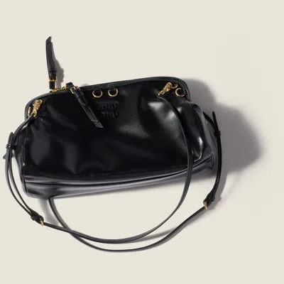 Miu Miu Caprice Shiny Leather Clutch In Black