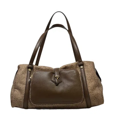 Borbonese Printed Shoulder Bag In Brown
