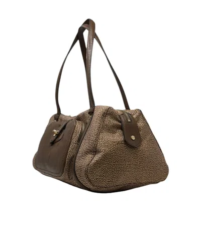Borbonese Printed Shoulder Bag In Brown