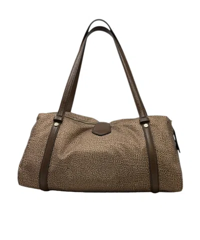 Borbonese Printed Shoulder Bag In Brown
