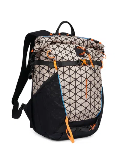 Piquadro Geometric-pattern Roll-top Backpack In Brown