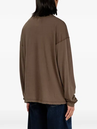 Diesel Long Sleeve T-shirt With Phoenix Graphic In Brown
