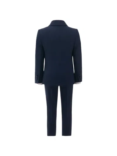 Moustache Peak Lapel Suit Set In Blue