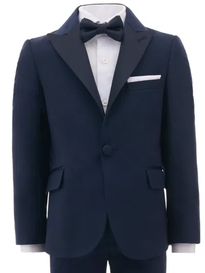 Moustache Peak Lapel Suit Set In Blue