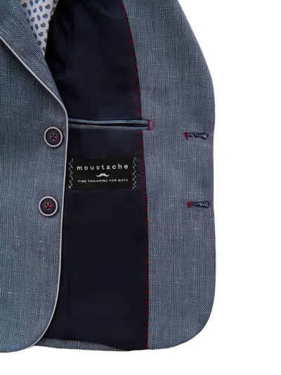 Moustache Piped Peak-lapel Blazer In Blue