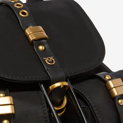 Pinko Nylon Backpack With Gold-colored Metal Details In Yellow