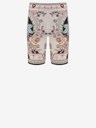 Just Cavalli Printed Drawstring Shorts In Brown