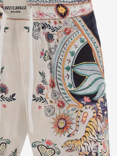 Just Cavalli Printed Drawstring Shorts In Brown