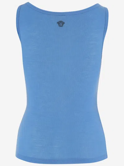 Versace Wool Top In Blue