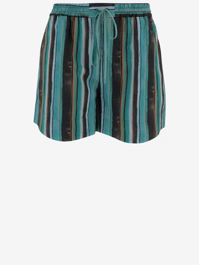 Pinko Chic Mini Shorts With Unique Stripe Print In Gray