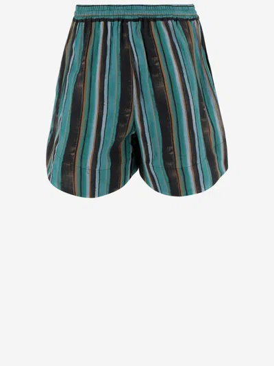 Pinko Chic Mini Shorts With Unique Stripe Print In Gray