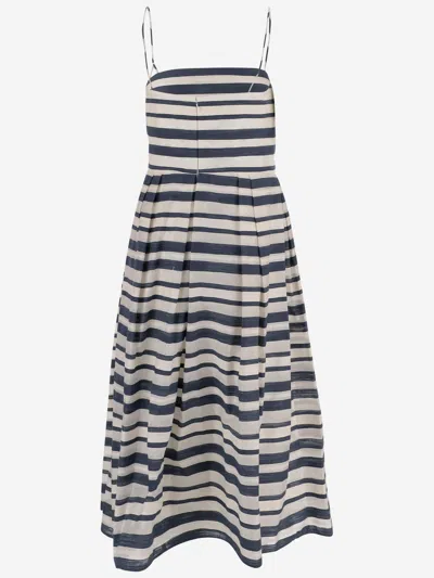 Ralph Lauren Striped Satin Sleeveless Cocktail Dress In Multi