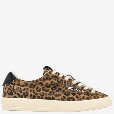 Autry Windscape Low Sneakers In Leopard And Black Suede In Animal Print