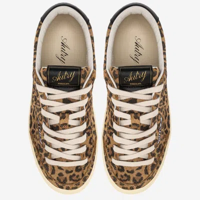 Autry Windscape Low Sneakers In Leopard And Black Suede In Animal Print