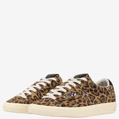Autry Windscape Low Sneakers In Leopard And Black Suede In Animal Print