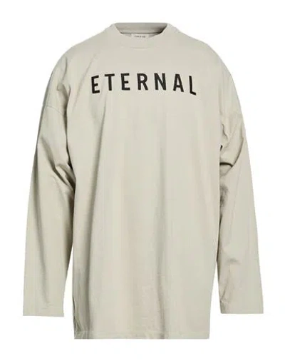 Fear Of God Men Grey T-shirt With Eternal Print On The Front And Logo Patch On The Back In Cotton Ma In Green