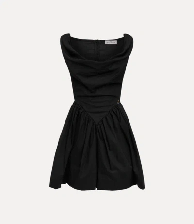 Vivienne Westwood Sunday Black Sleeveless Mini Dress With Corset Bodice And Orb Embroidery On The Front In Cotton Woma