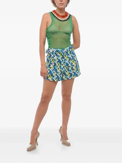 Michael Kors Canapa Shorts With Floral Pattern In Blue