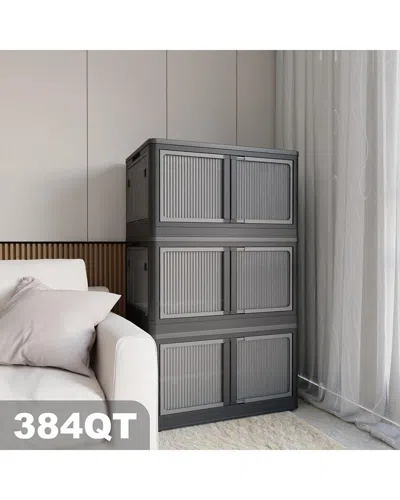 4 Supply 384qt 3-pack Stackable Storage Bins In Gray