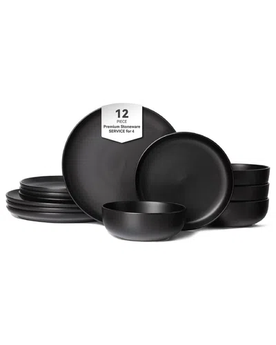 4 Supply 12pc Stoneware Dinnerware Set In Black