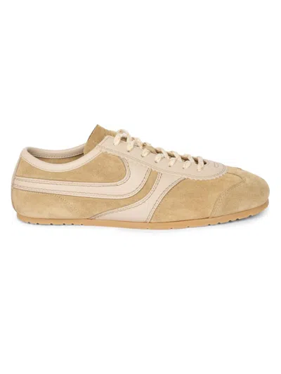 Dries Van Noten Women Beige Low-top Sneakers With Two-tone Lace-up In Suede Woman In Neutral