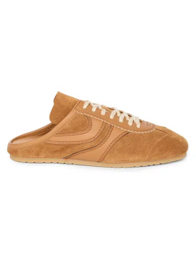 Dries Van Noten Suede Mules Rubber Sole Stitch Detailing In Brown