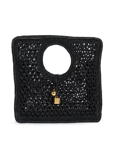 Jacquemus Celine Chestnut Brown Calf Leather Classique Triomphe Bag In Black