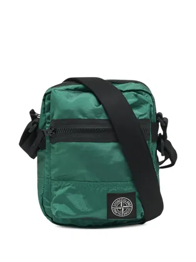 Stone Island Shoulder Bag Durable Fabric Zip Pocket In Green