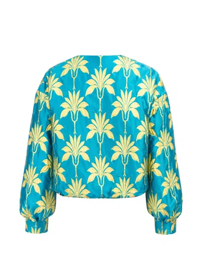Odeeh Palm-print Zip-up Jacket In Blue