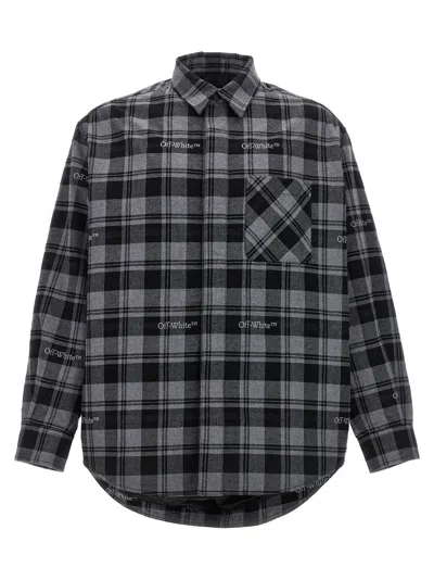 Off-white Flannel Shirt Check Pattern Logo In Gray