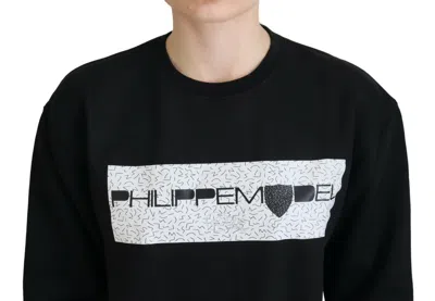 Philippe Model Black Printed Long Sleeves Pullover Sweater In Black