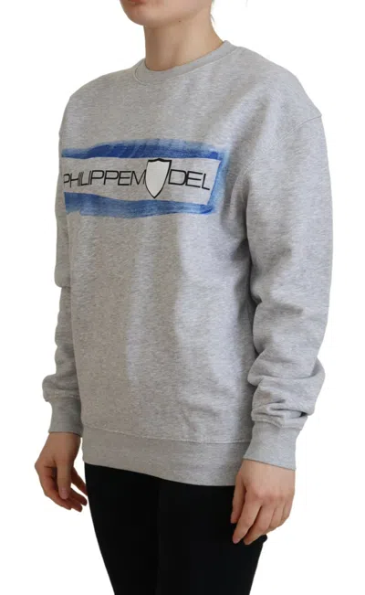 Philippe Model Gray Printed Long Sleeves Pullover Sweater In Gray