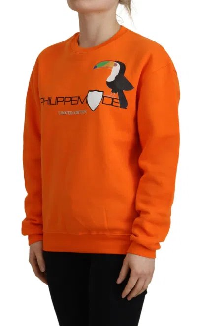 Philippe Model Orange Printed Long Sleeves Pullover Sweater In Orange