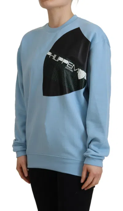 Philippe Model Light Blue Logo Printed Long Sleeves Sweater In Blue