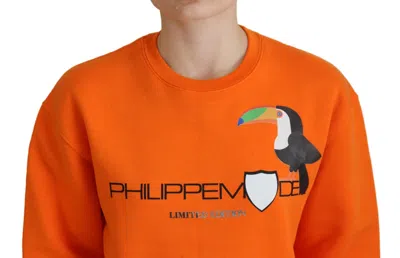 Philippe Model Orange Printed Long Sleeves Pullover Sweater In Orange