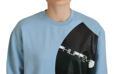 Philippe Model Light Blue Logo Printed Long Sleeves Sweater In Blue
